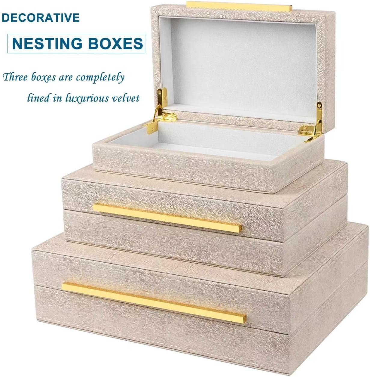Box Set of 3 Faux Leather Decorative Boxes