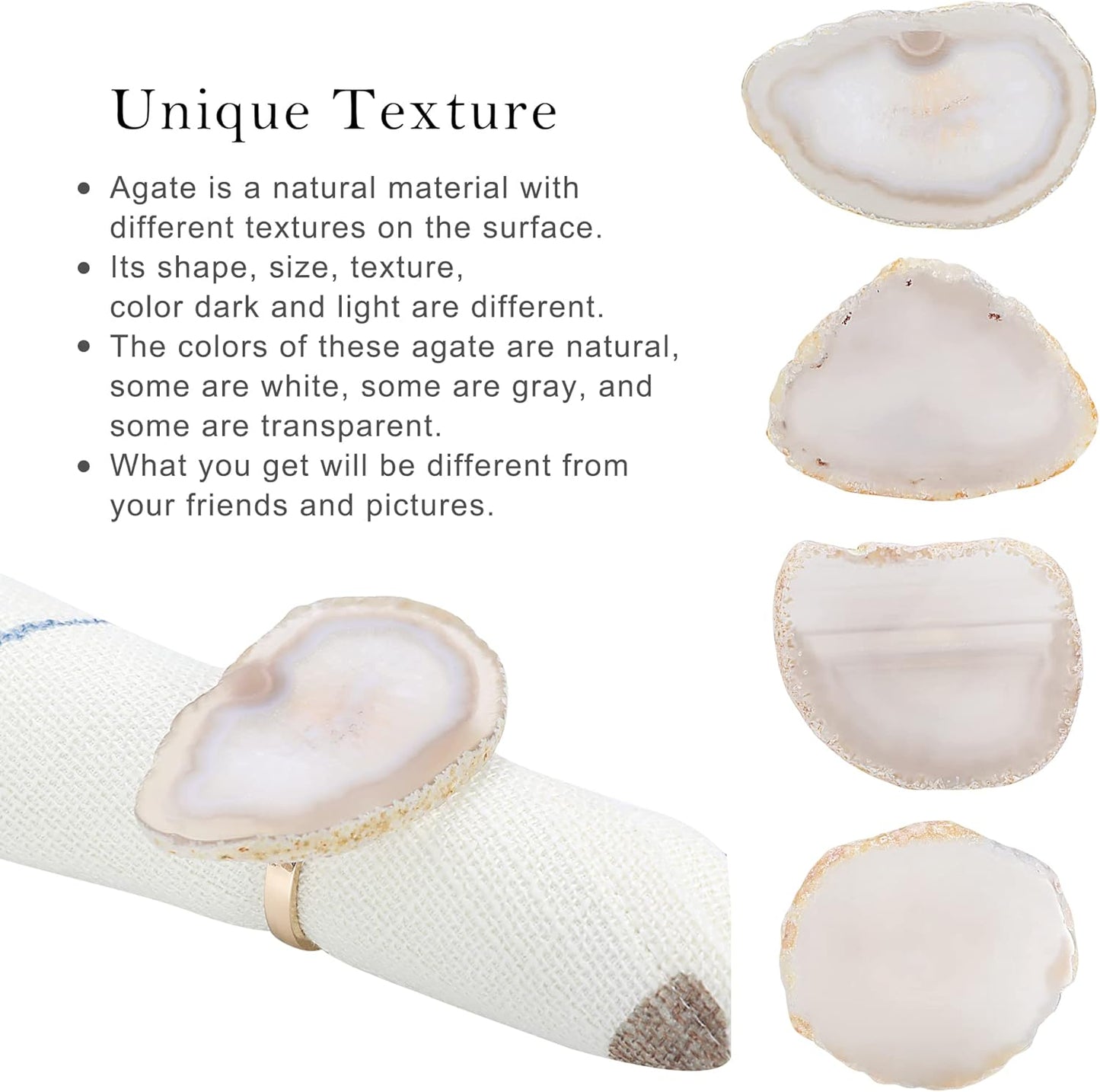 Agate Napkin Rings Set of 4