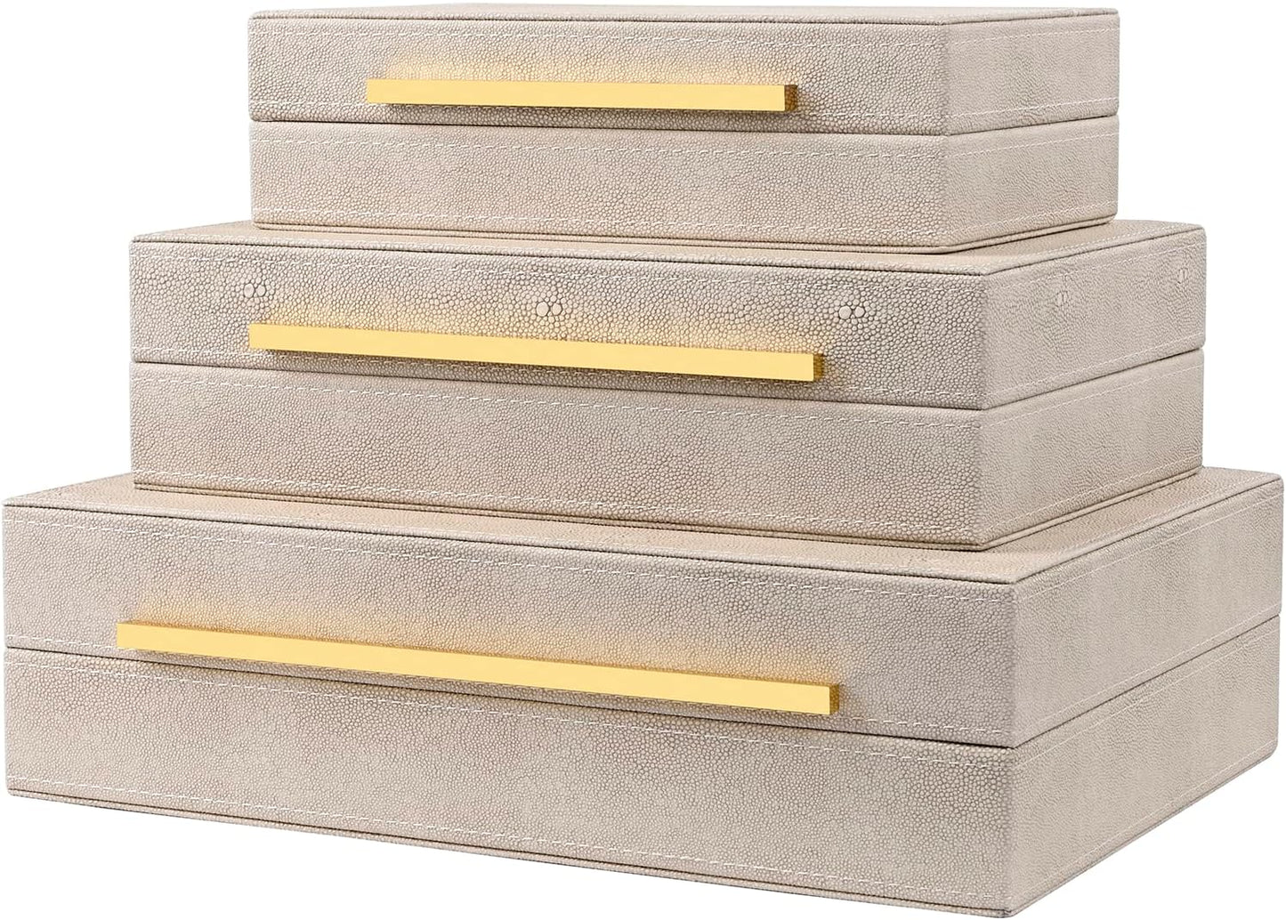 Box Set of 3 Faux Leather Decorative Boxes