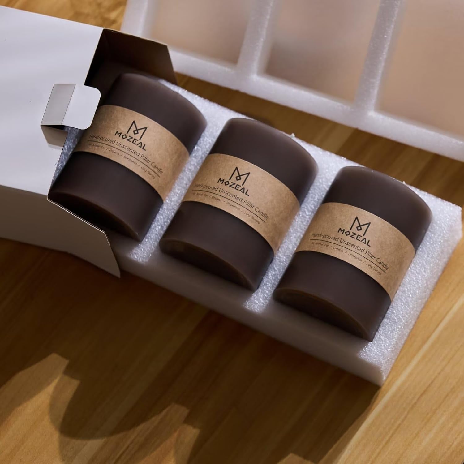 3" X 4" Hand-Poured Unscented Candles - Set of 3 in Taupe Gray