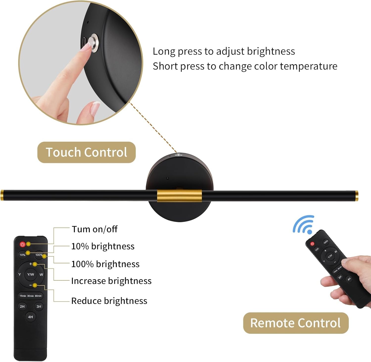 Wall Sconce Set of 2, 24 Inch Wireless Rechargeable Wall Lights with Remote Control