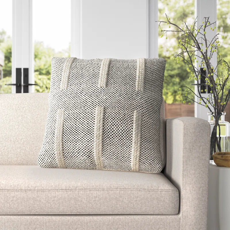 Striped Cotton Blend Accent Pillow