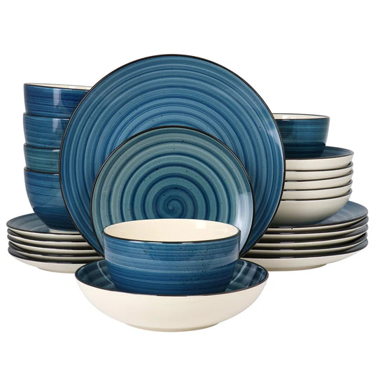24 Piece Stoneware Dinnerware Set - Service for 6