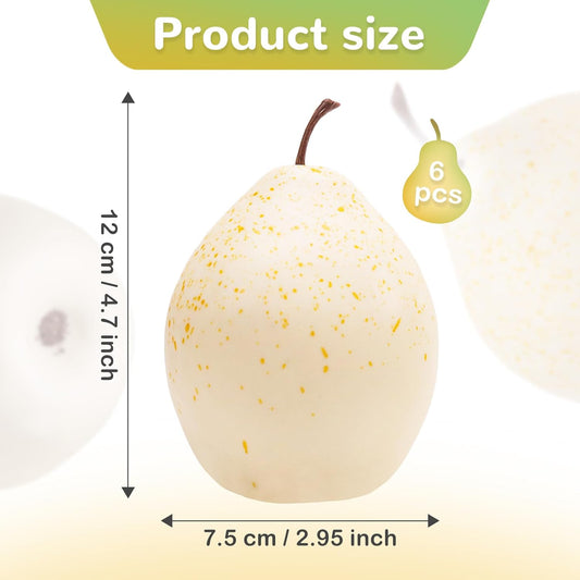 6Pcs Artificial White Pears