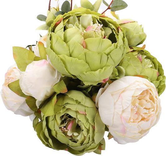 Artificial Peony Silk Flowers in Green