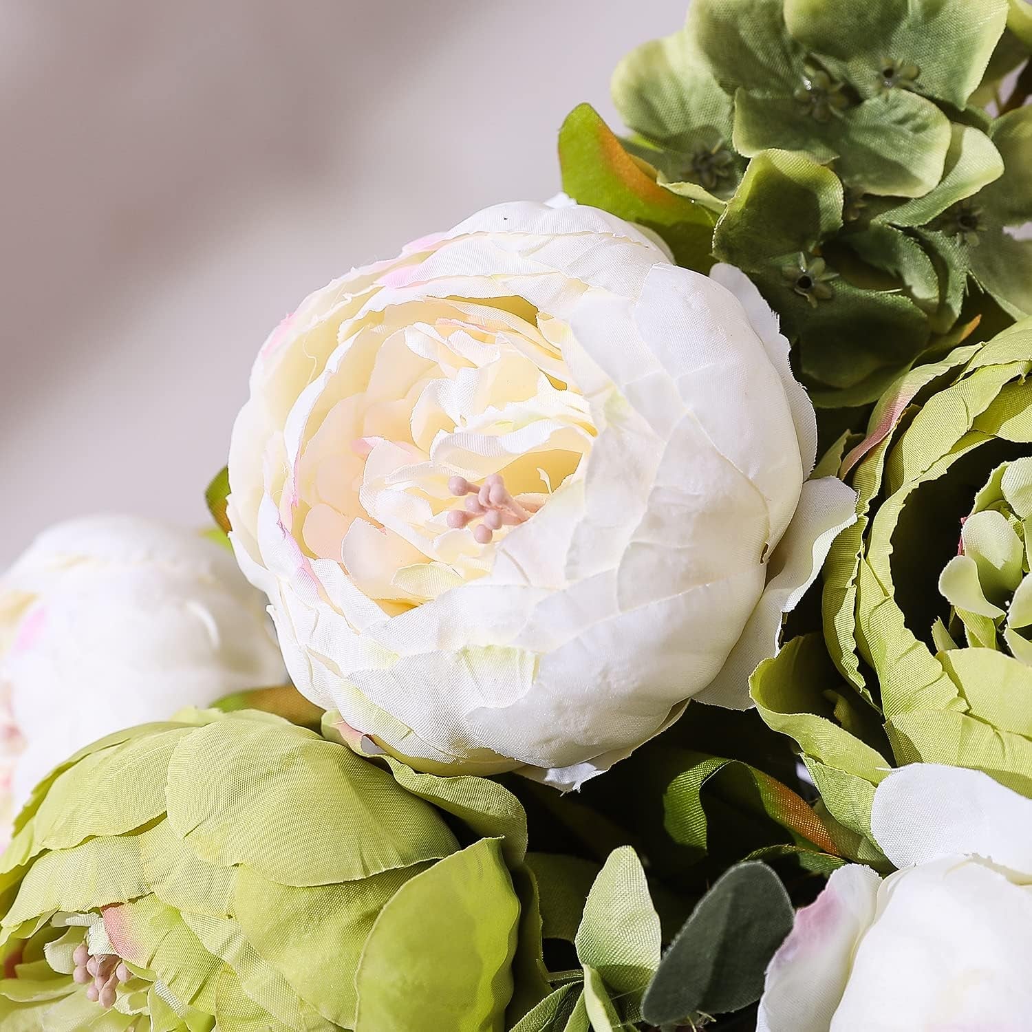 Artificial Peony Silk Flowers in Green