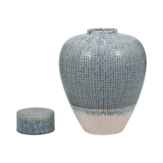 Large Stoneware Vase - Blue & White