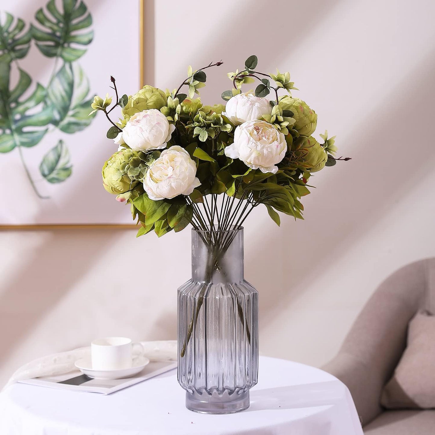 Artificial Peony Silk Flowers in Green