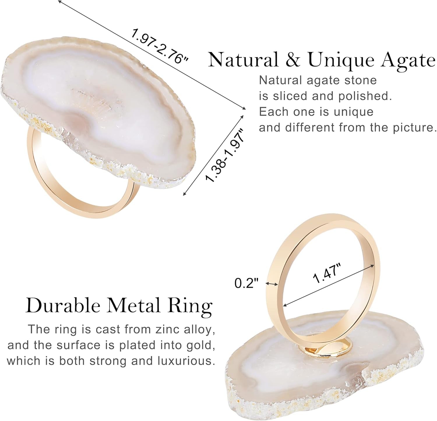 Agate Napkin Rings Set of 4