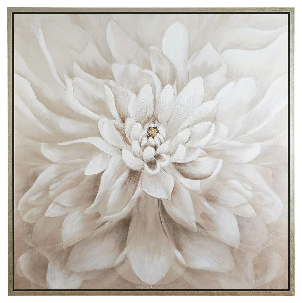 Taupe & White Wall Canvas Flower