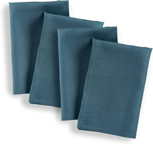 Linen Napkins Set of 4-100% Pure Linen - Peacock Blue