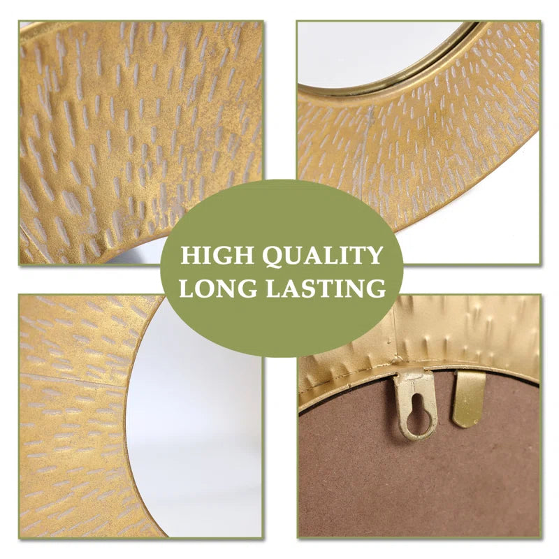 Round Gold Metal Wall Mirrors - Set of 3