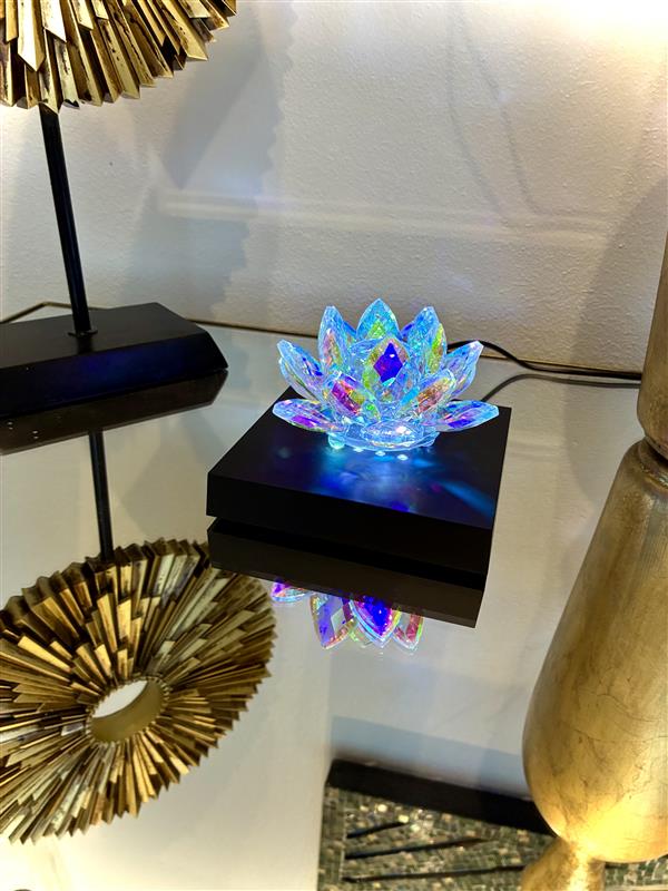 Glass Crystal Lotus Flower w/ Base