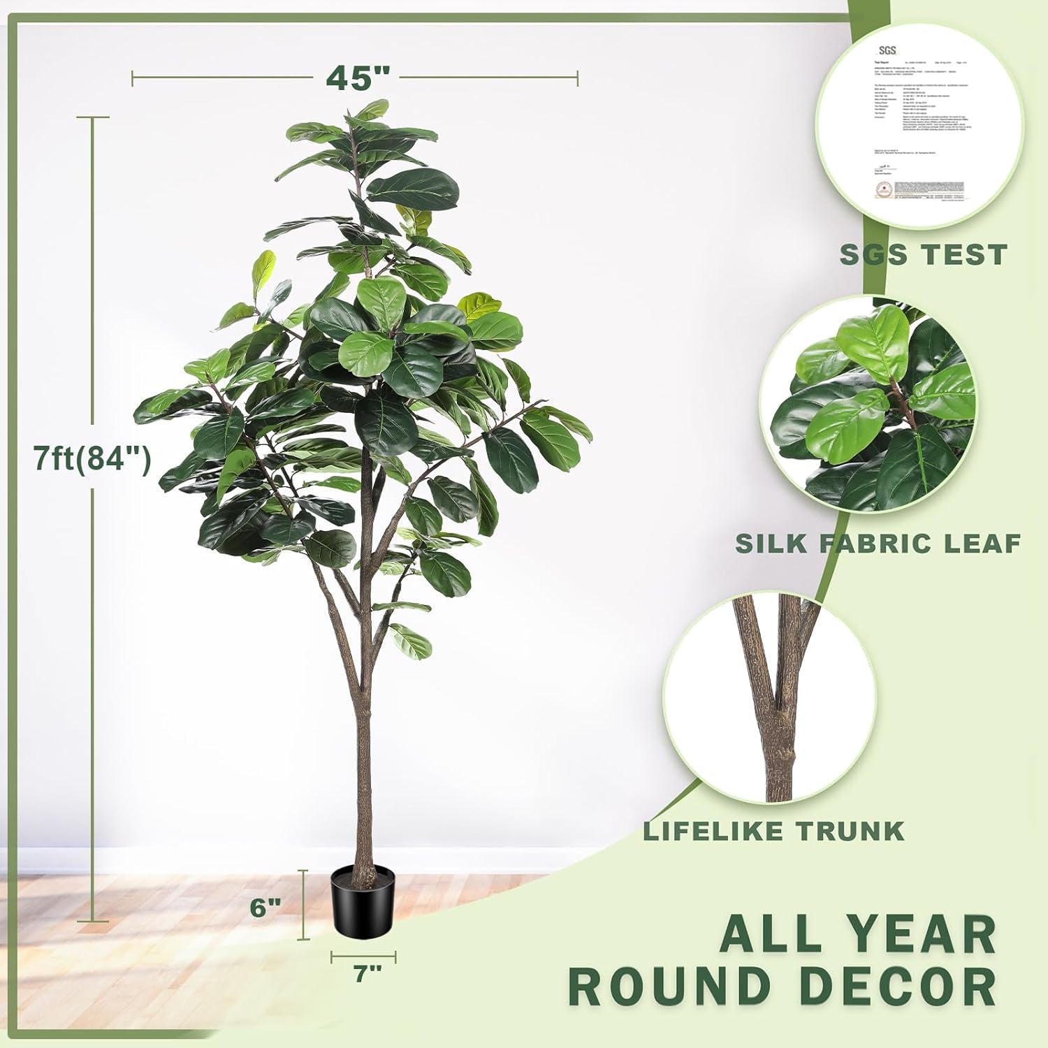 Faux Fiddle Leaf Fig Tree 7Ft