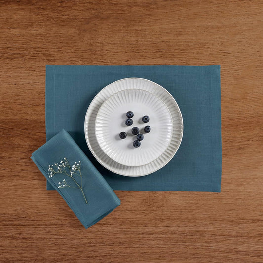 Linen Napkins Set of 4-100% Pure Linen - Peacock Blue