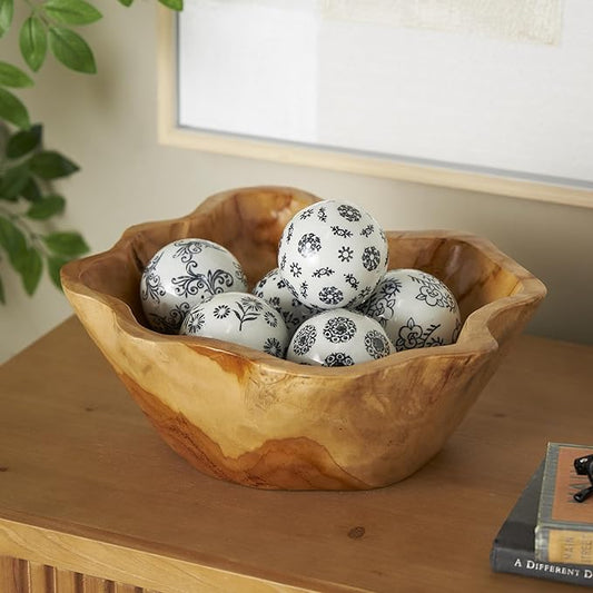 Ceramic Floral Handmade Orbs - 6 Piece
