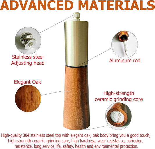 Gold Salt Shaker and Pepper Grinder Set