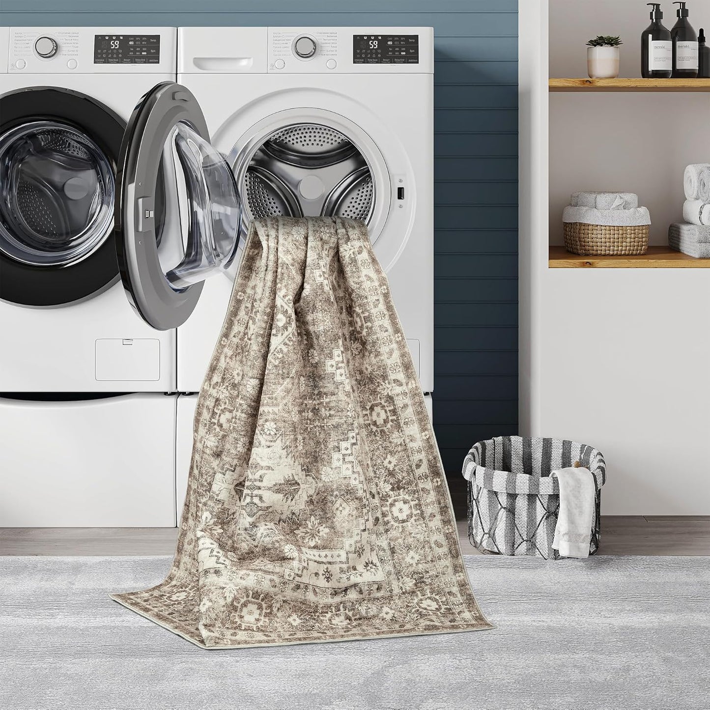 8X10 Washable Rug - Ivory