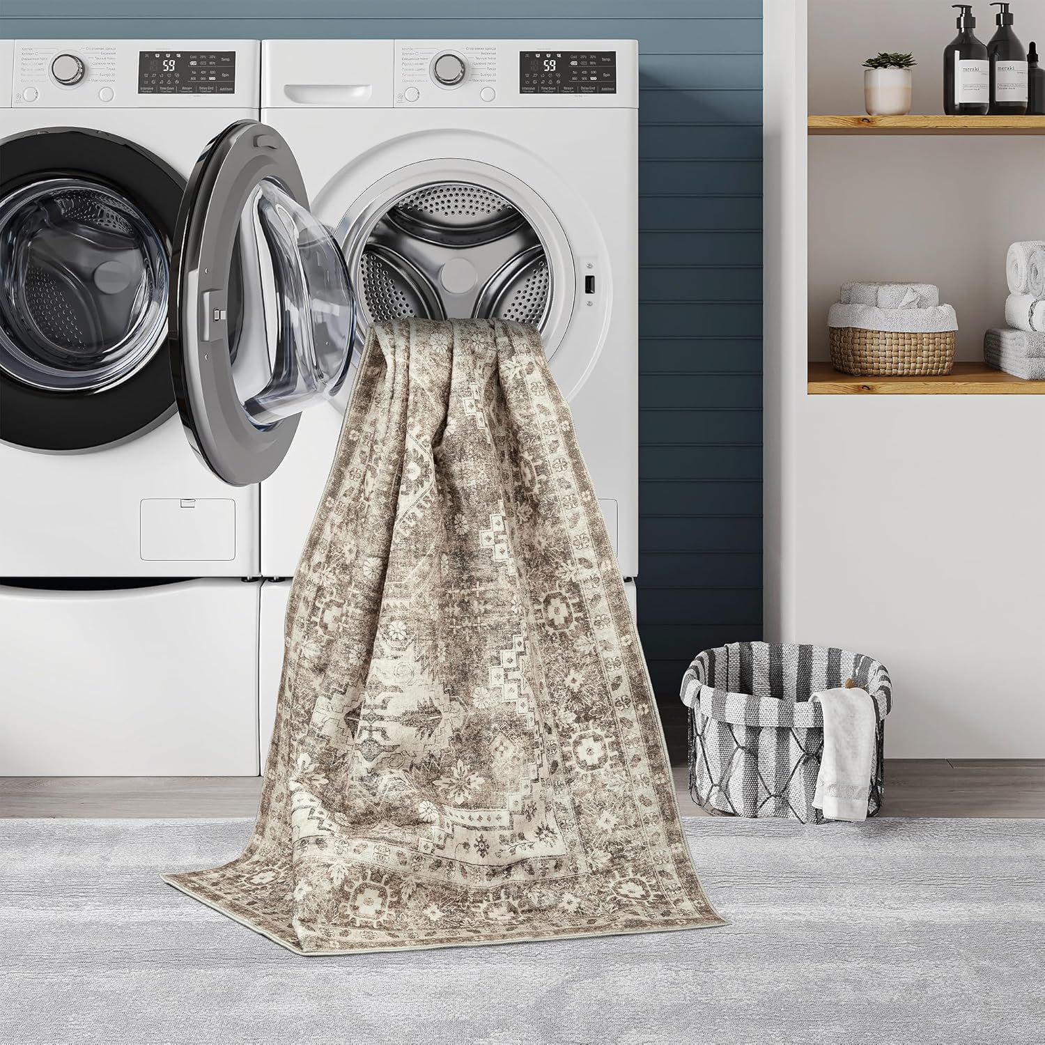 8X10 Washable Rug - Ivory