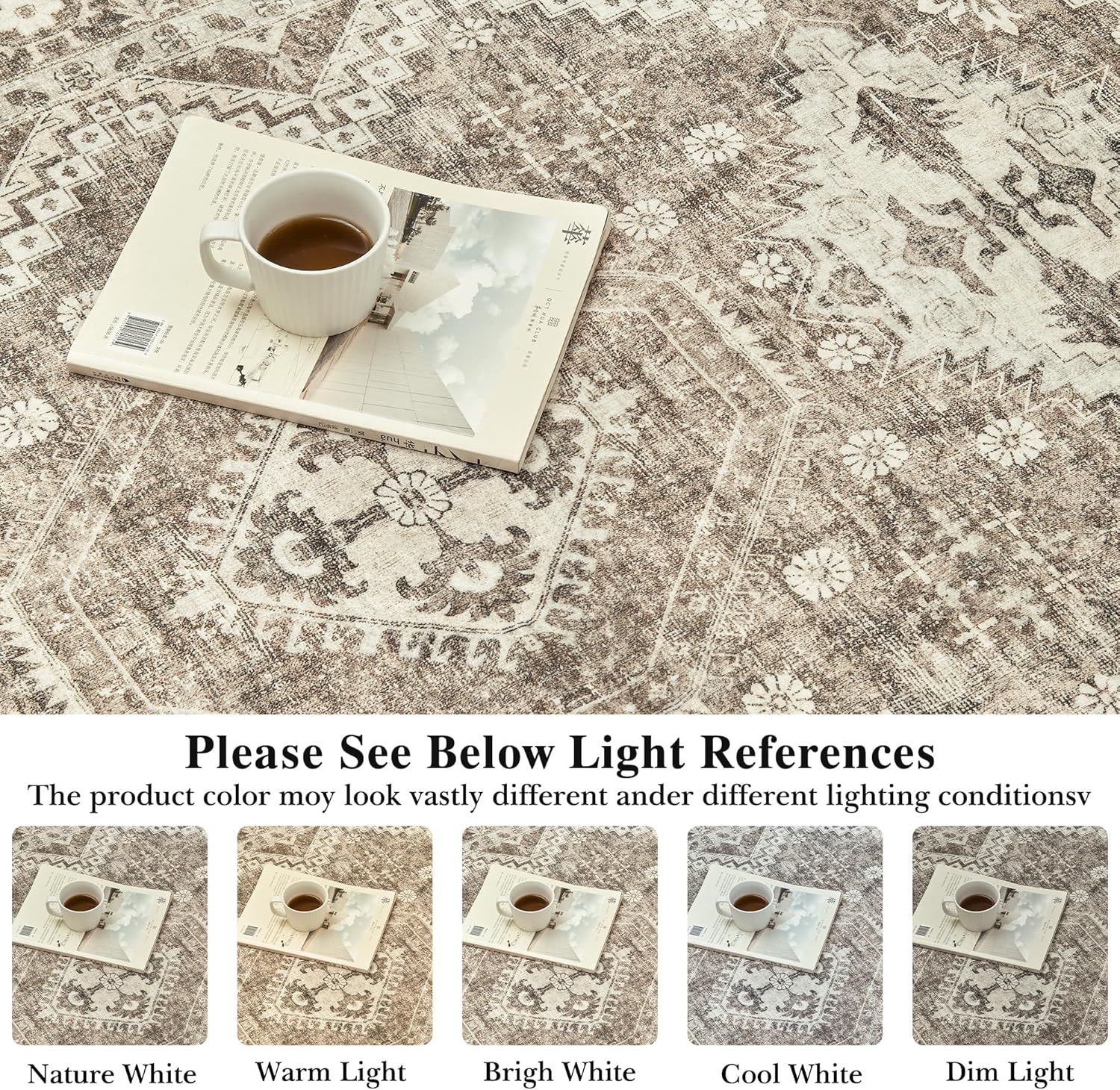8X10 Washable Rug - Ivory