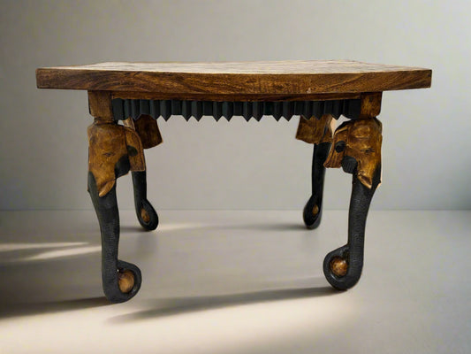 Hand Carved Elephant Table