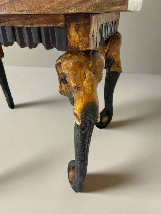 Hand Carved Elephant Table