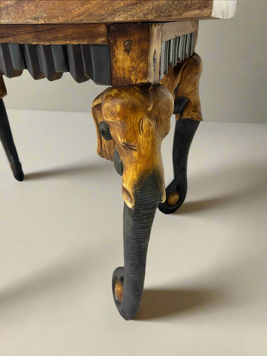 Hand Carved Elephant Table