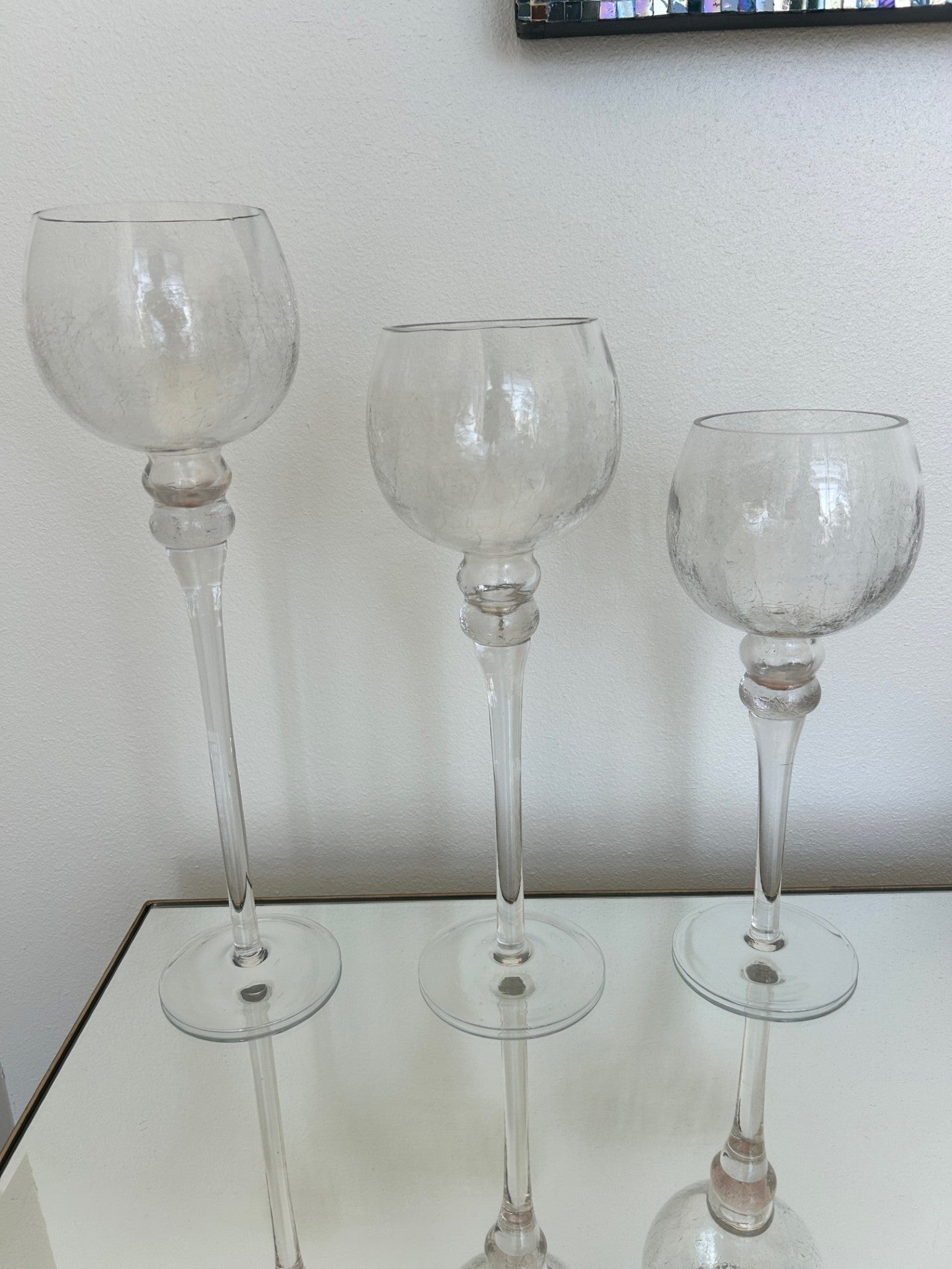 Glass Goblet Votives - Set of 3