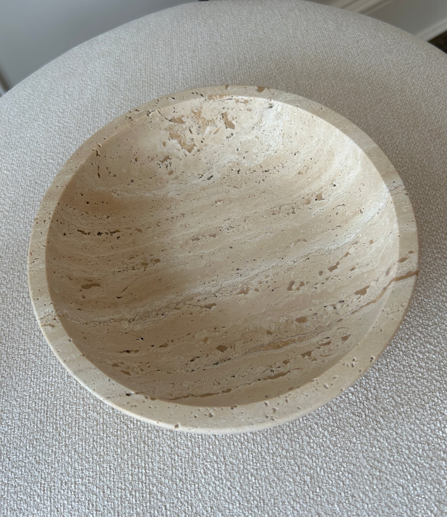 Travertine Decorative Candle Bowl with Black Pearl Wax