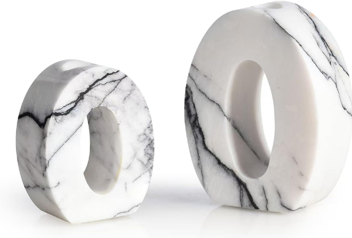 Natural Marble Candle Holders Set of 2