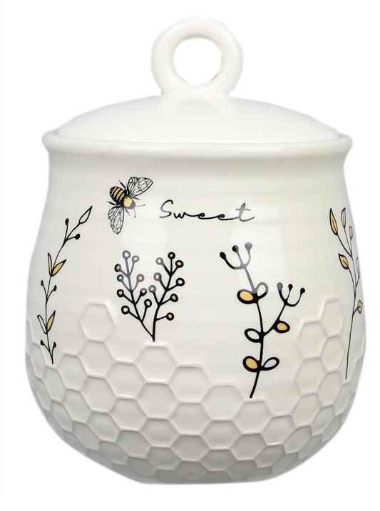 Ceramic Honey Bee Cookie Jar with Lid