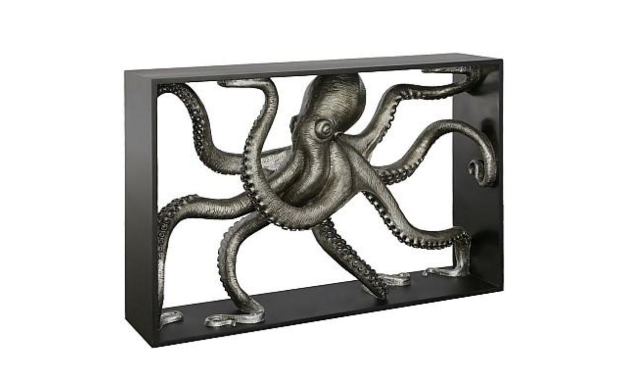 Octo Framed Console Table, Wood Frame, Silver Leaf