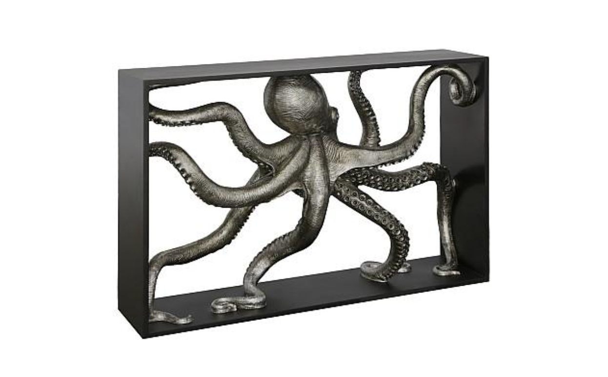 Octo Framed Console Table, Wood Frame, Silver Leaf