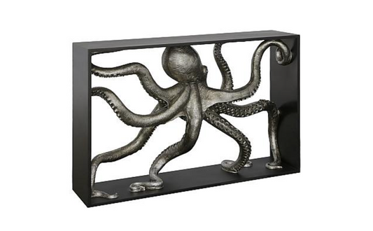 Octo Framed Console Table, Wood Frame, Silver Leaf