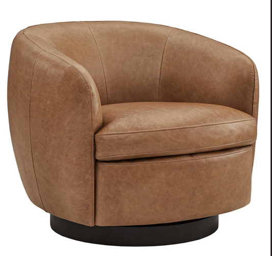 Geniue Leather Swivel Barrel Chair
