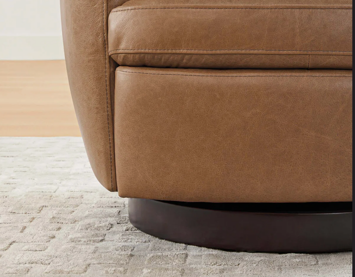 Geniue Leather Swivel Barrel Chair