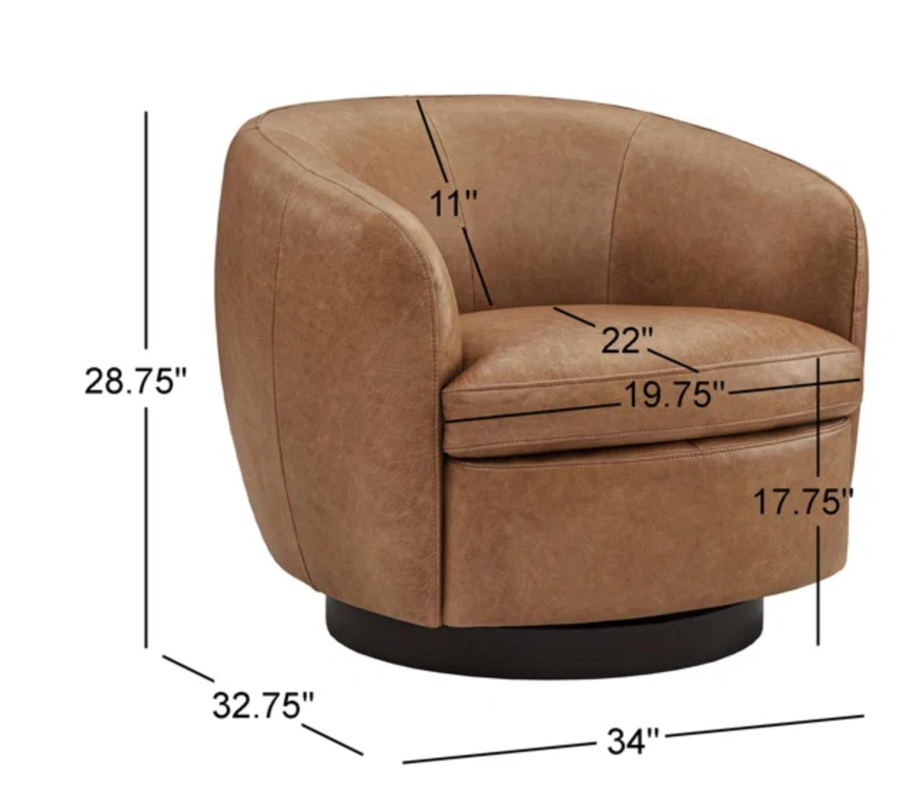 Geniue Leather Swivel Barrel Chair