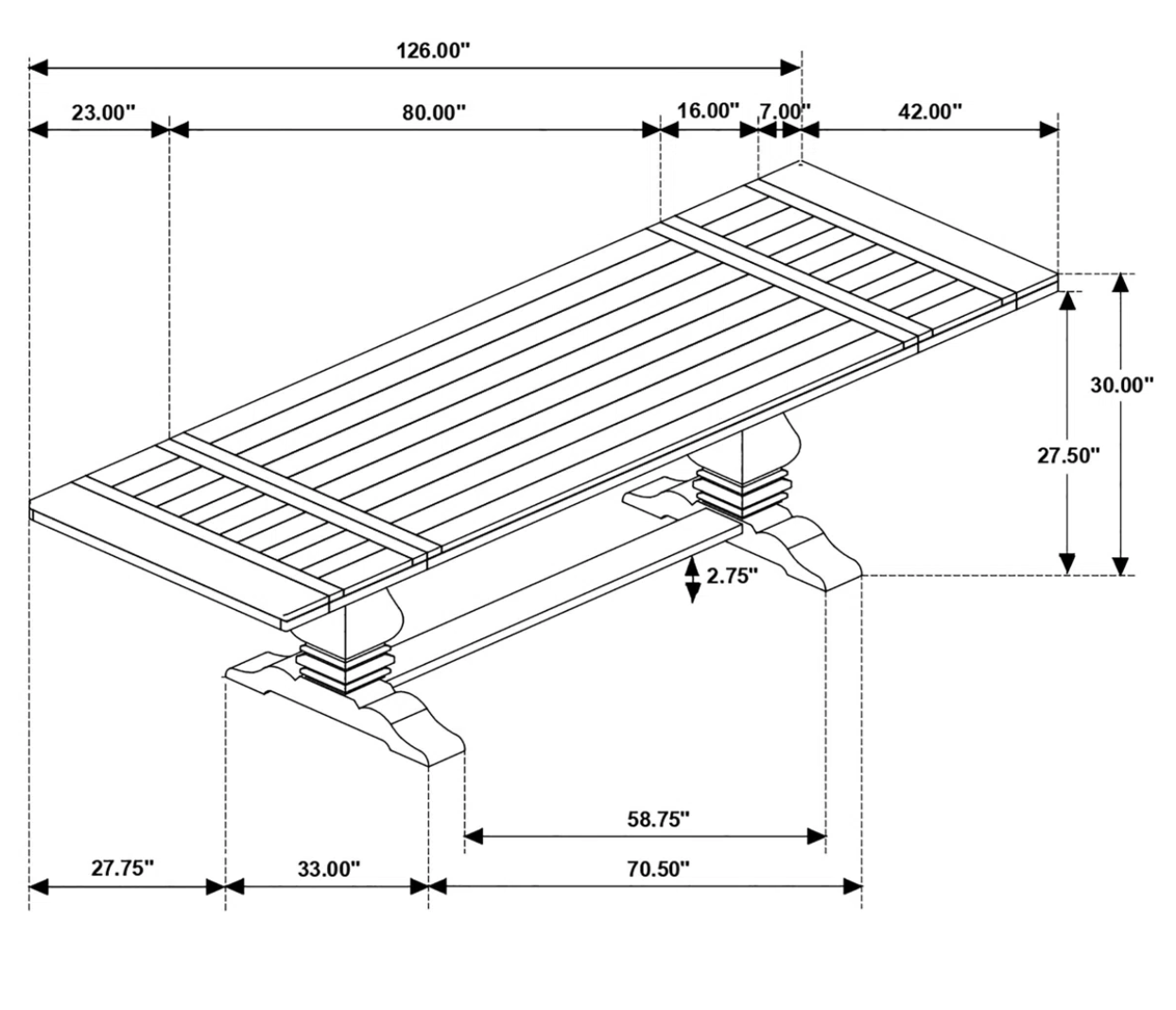 Extendable Pine Solid Wood Dining Table