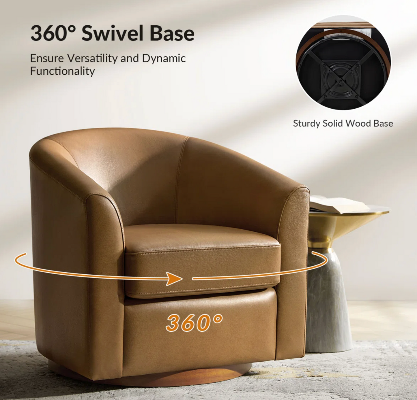 Camel Swivel Accent Chair