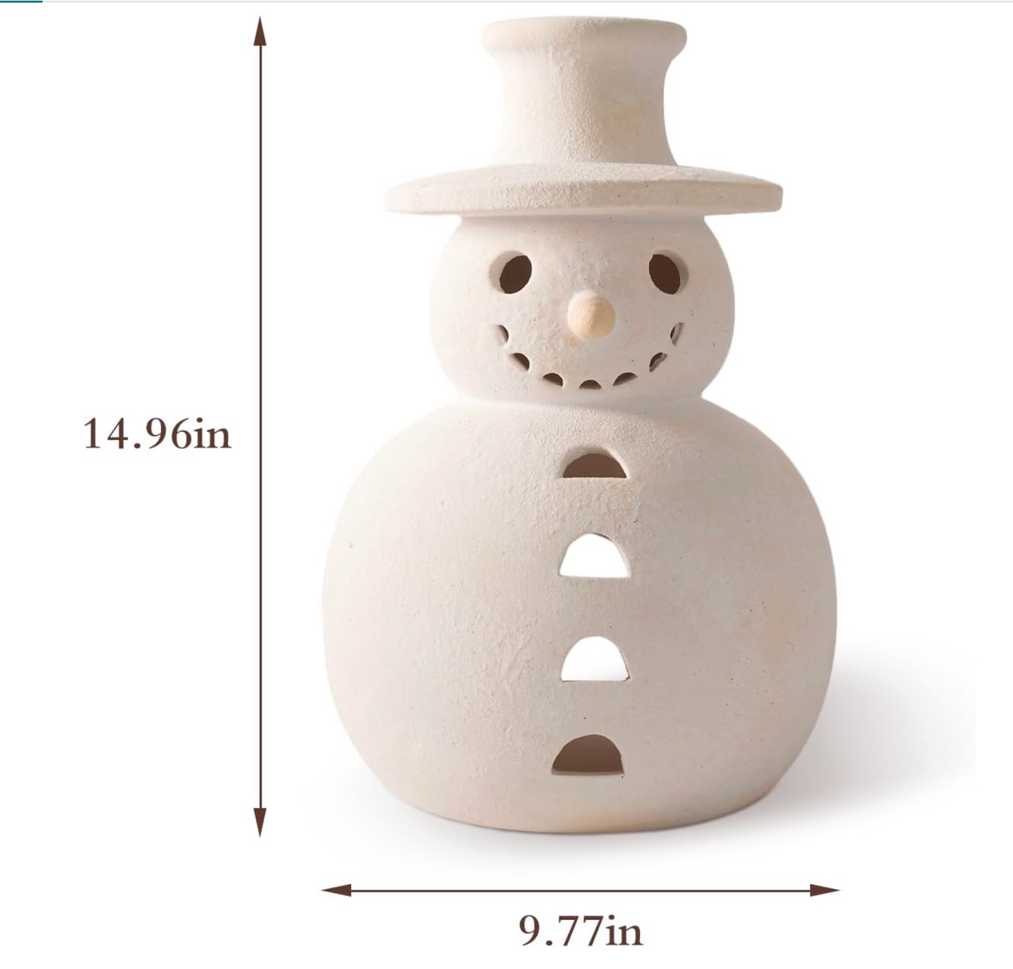 Terracotta Snowman Lantern - Large