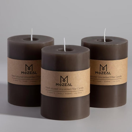 3" X 4" Hand-Poured Unscented Candles - Set of 3 in Taupe Gray