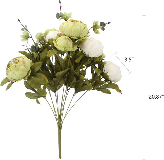 Artificial Peony Silk Flowers in Green