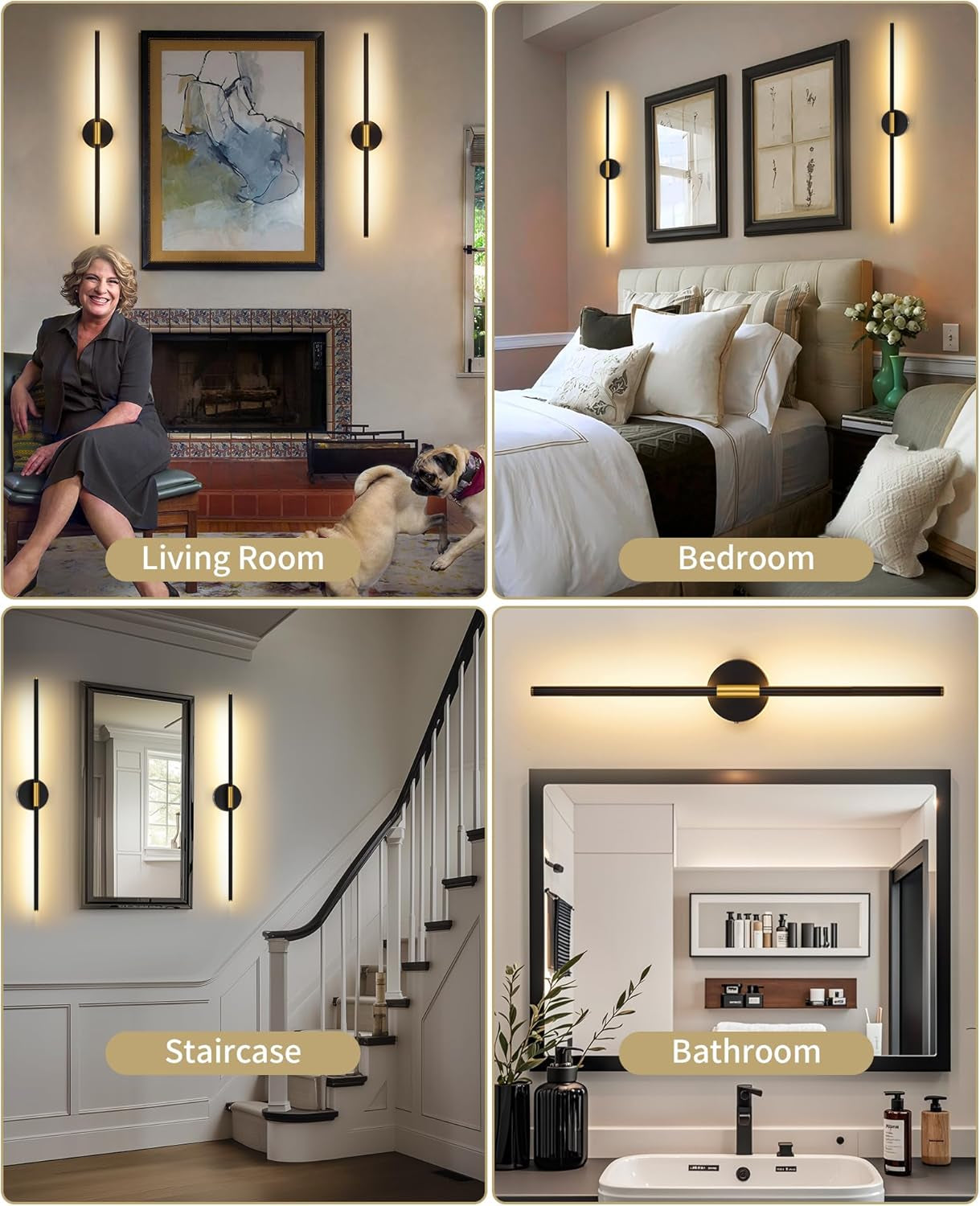 Wall Sconce Set of 2, 24 Inch Wireless Rechargeable Wall Lights with Remote Control
