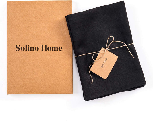 Black Linen Napkins Set of 4-100% Pure Linen e
