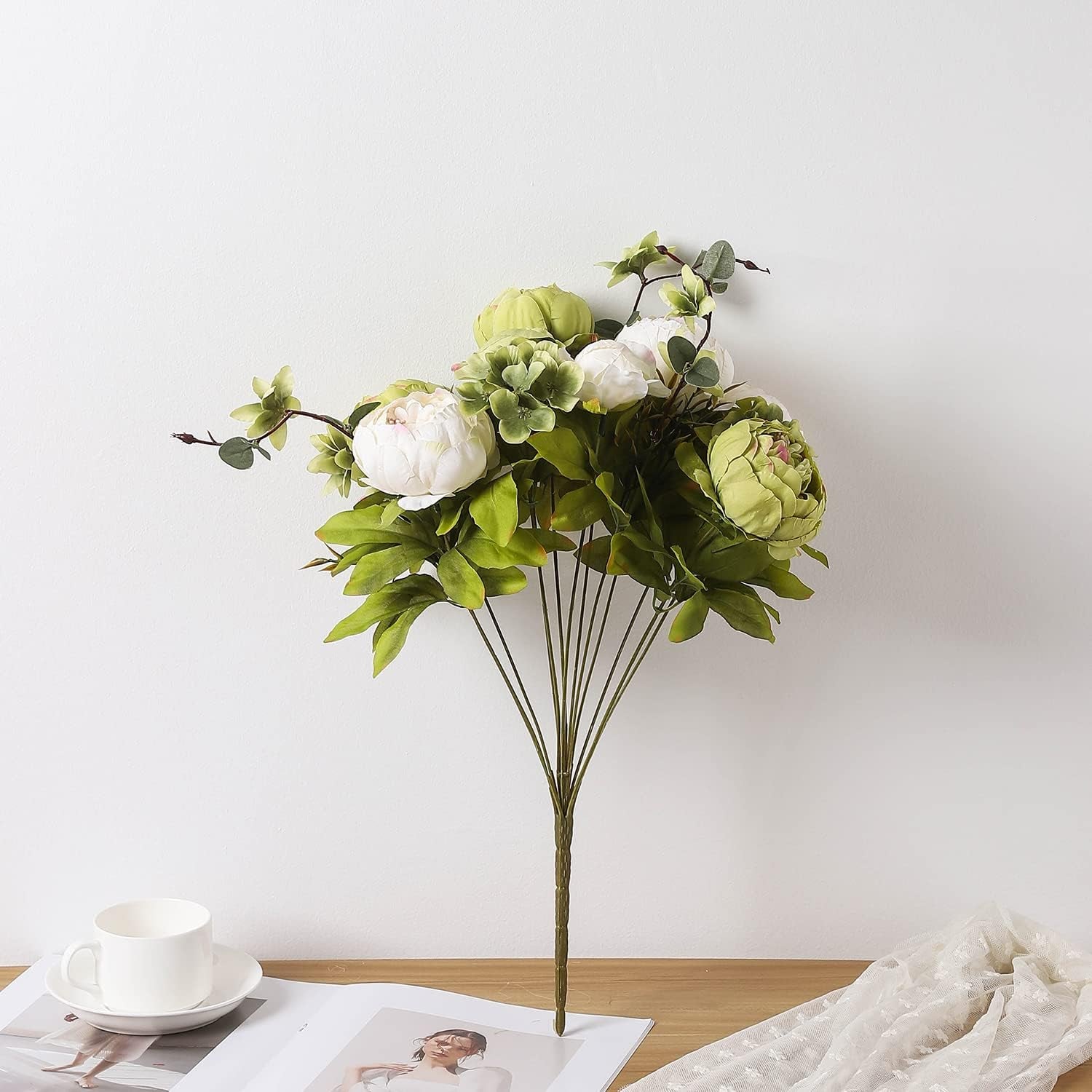 Artificial Peony Silk Flowers in Green
