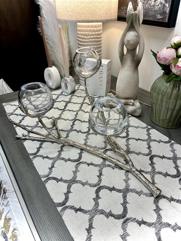 Silver Branch Three Candle Holder