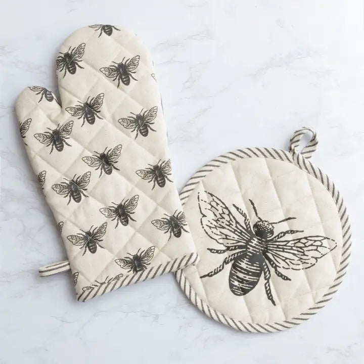 Oven Mitt and Pot Holder - Bees