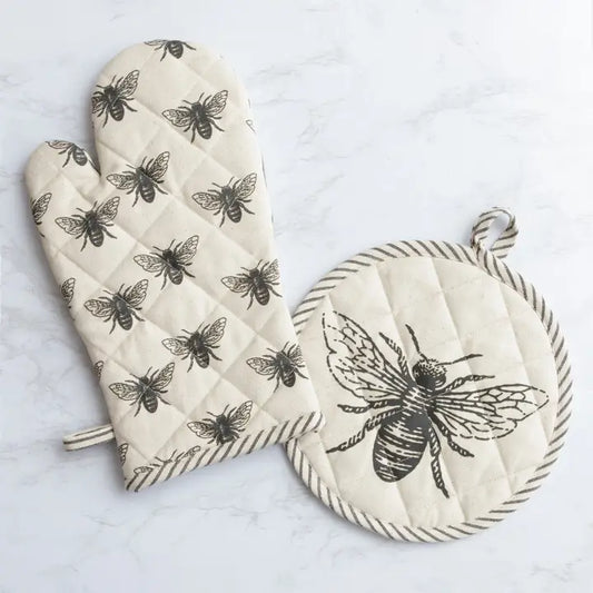 Oven Mitt and Pot Holder - Bees