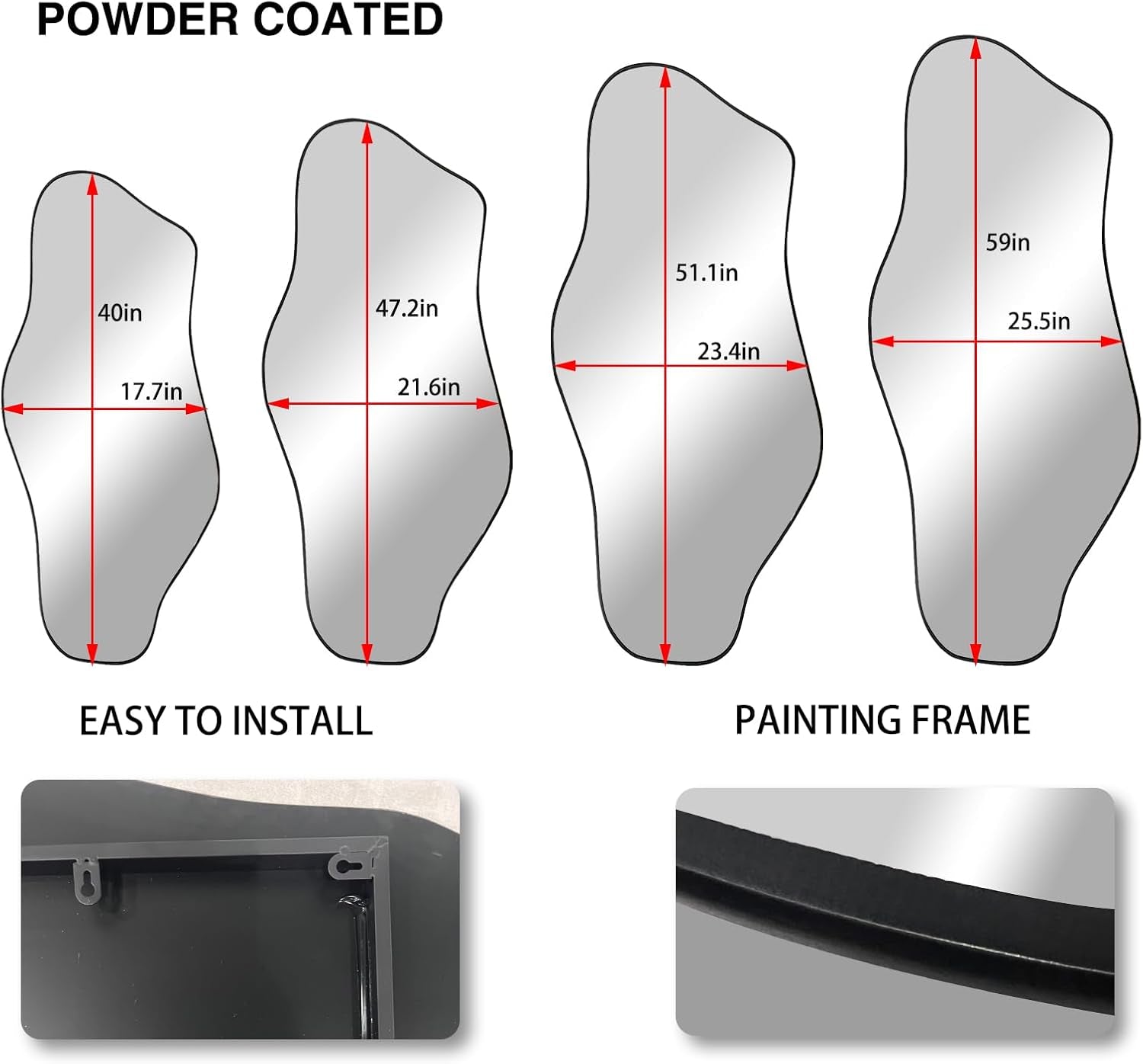 Irregular Mirror - Wall Mirrors Decorative, 47.2"X21.6"