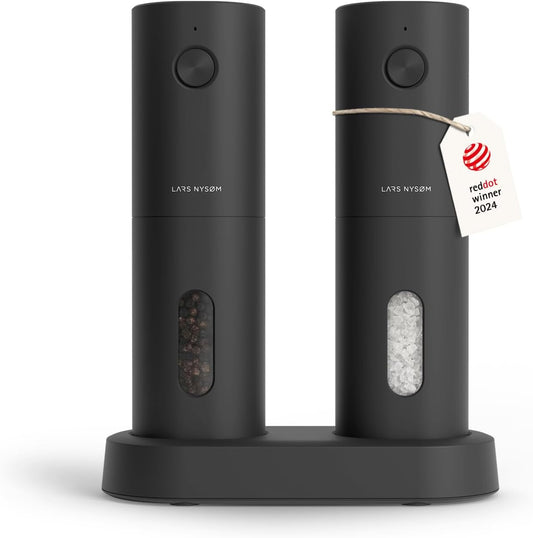 Electric Salt and Pepper Grinder Set USB Rechargeable Electric Spice Mill Set (Carbon Black)